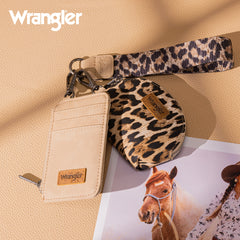 WG296-W0051  Wrangler Leopard Print Dual Pouch Wristlet -Tan