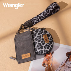 WG296-W0051  Wrangler Leopard Print Dual Pouch Wristlet -Black