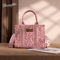 WG133-81203S  Wrangler Leopard Print Concealed Carry Tote/Crossbody - Pink