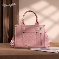 WG133-81203S  Wrangler Leopard Print Concealed Carry Tote/Crossbody - Pink