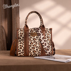 WG133-81203S  Wrangler Leopard Print Concealed Carry Tote/Crossbody - Brown(ONLINE ONLY)