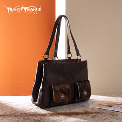 TR203G-8600  Trinity Ranch Genuine Hair-On Cowhide Tooled Collection Concealed Carry Tote