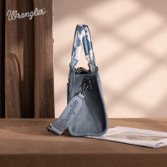WG133-81203S  Wrangler Cow Print Concealed Carry Tote/Crossbody - Blue