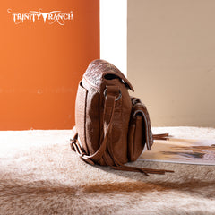 TR203-8360  Trinity Ranch Genuine Hair-On Cowhide Tooled Collection Crossbody