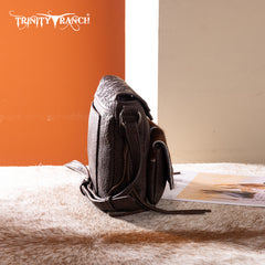 TR203-8360  Trinity Ranch Genuine Hair-On Cowhide Tooled Collection Crossbody