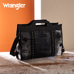 WG283-014  Wrangler Genuine Cowhide Carry-All Cowhide Large Tote /Crossbody - Black