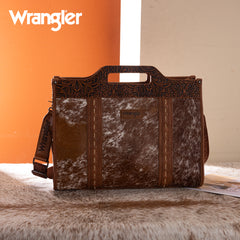 WG283-014  Wrangler Genuine Cowhide Carry-All Cowhide Large Tote /Crossbody - Brown