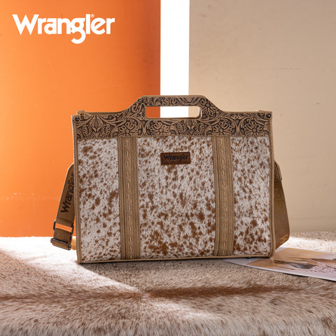 WG283-014  Wrangler Genuine Cowhide Carry-All Cowhide Large Tote /Crossbody - Tan