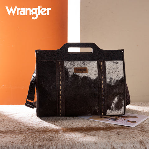 WG283-014  Wrangler Genuine Cowhide Carry-All Cowhide Large Tote /Crossbody - Coffee