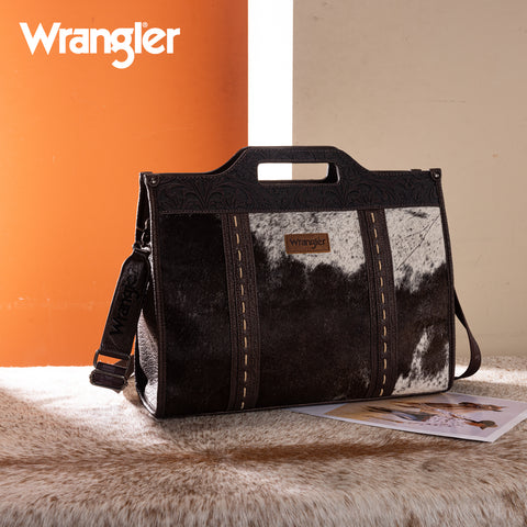 WG283-014  Wrangler Genuine Cowhide Carry-All Cowhide Large Tote /Crossbody - Coffee