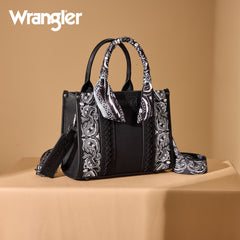 WG331-8120S  Wrangler Bandana Paisley Print Tote/Crossbody -Black