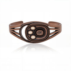 RCW-02-110WH  Rustic Couture Antique Bronze White Stone Small Cuff Bracelet -White