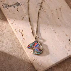 WNS2-2001S  Wrangler Jewelry Horse Head Pendant Necklace Earrings Set -Silver