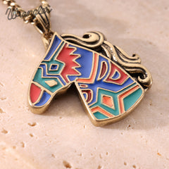 WNS2-2001G  Wrangler Jewelry Horse Head Pendant Necklace Earrings Set -Multi