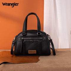 WG185-5112 Wrangler Whipstitch  Collection Satchel/Crossbody Bag -Black