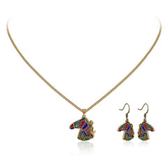 WNS2-2001G  Wrangler Jewelry Horse Head Pendant Necklace Earrings Set -Multi
