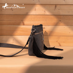 MW1350-8360 Montana West Tooled Aztec Concho Collection Crossbody -Black