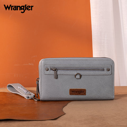 WG185-W050  Wrangler Dual Zipper Compartment Large Wallet  -Jean