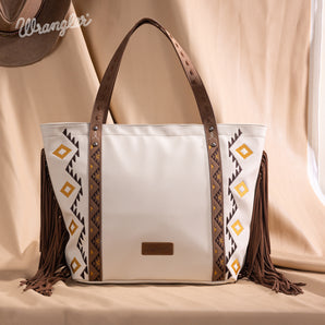 WG233-2002 Wrangler Aztec Embroidered Large Tote Bag - Beige
