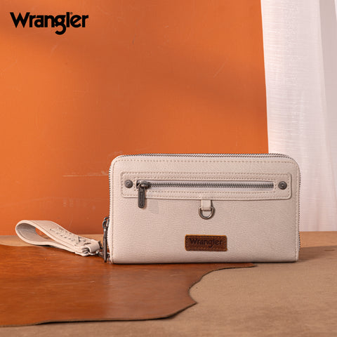 WG185-W050  Wrangler Dual Zipper Compartment Large Wallet  -Light Grey