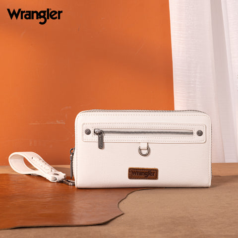 WG185-W050  Wrangler Dual Zipper Compartment Large Wallet  -Beige