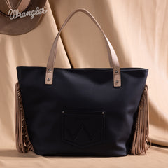 WG233-2002  Wrangler Aztec Embroidered Large Tote Bag- Black