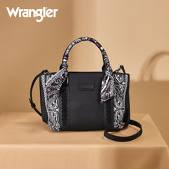 WG331-2005  Wrangler Bandana Paisley Print Tote/Crossbody -Black