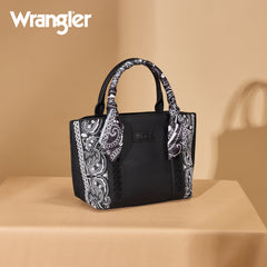 WG331-2005  Wrangler Bandana Paisley Print Tote/Crossbody -Black