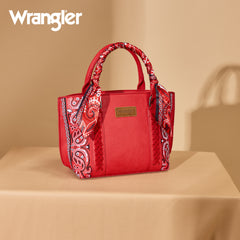 WG331-2005  Wrangler Bandana Paisley Print Tote/Crossbody -Red