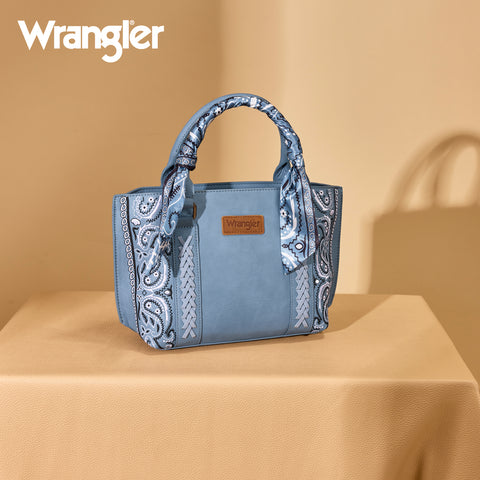 WG331-2005  Wrangler Bandana Paisley Print Tote/Crossbody -Jean