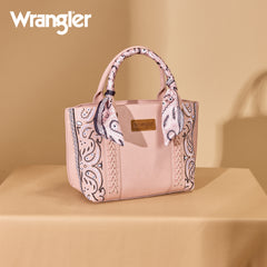 WG331-2005  Wrangler Bandana Paisley Print Tote/Crossbody -Pink