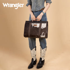 WG283-014  Wrangler Genuine Cowhide Carry-All Cowhide Large Tote /Crossbody - Coffee