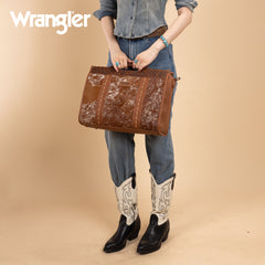 WG283-014  Wrangler Genuine Cowhide Carry-All Cowhide Large Tote /Crossbody - Brown
