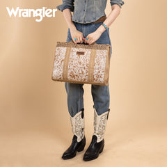 WG283-014  Wrangler Genuine Cowhide Carry-All Cowhide Large Tote /Crossbody - Tan