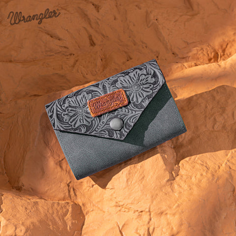 WG224-W072  Wrangler Floral Tooled Card Holder -Jean