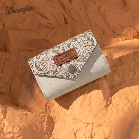 WG224-W072  Wrangler Floral Tooled Card Holder - Beige