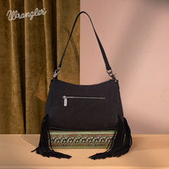 WG241-2022  Wrangler Fringe Buckle Hobo Bag/Crossbody Bag - Black
