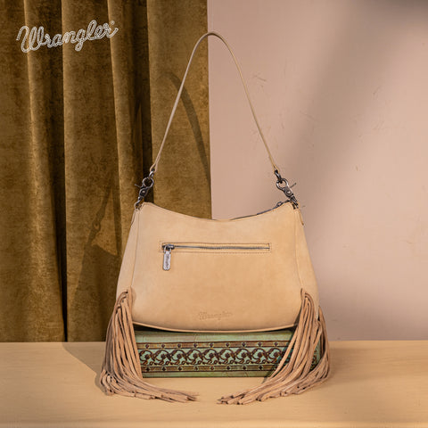 WG241-2022  Wrangler Fringe Buckle Hobo Bag/Crossbody Bag - Tan