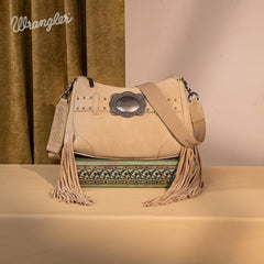 WG241-2022  Wrangler Fringe Buckle Hobo Bag/Crossbody Bag - Tan