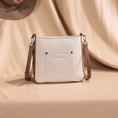 WG233-8360  Wrangler Aztec Embroidered Fringe Crossbody - Beige