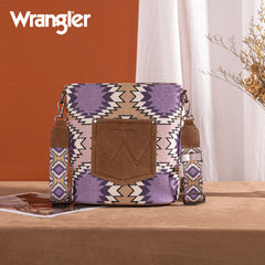 WG221-8360  Wrangler Aztec Distressed Print Dual Sided Print Crossbody-Purple