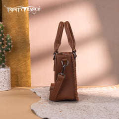 TR192-8800  Trinity Ranch Floral Tooled Collection Mini Tote/Crossbody Brown