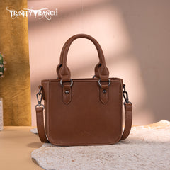 TR192-8800  Trinity Ranch Floral Tooled Collection Mini Tote/Crossbody Brown