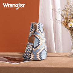 WG221-8360  Wrangler Aztec Distressed Print Dual Sided Print Crossbody-Jean