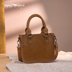 TR192-8800  Trinity Ranch Floral Tooled Collection Mini Tote/Crossbody - Light Brown