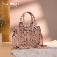TR192-8800  Trinity Ranch Floral Tooled Collection Mini Tote/Crossbody - Pink