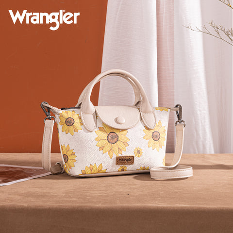 WG204-426  Wrangler Sunflower Print Mini Top Handle Crossbody - Beige