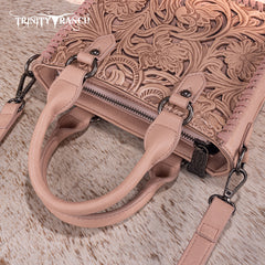 TR192-8800  Trinity Ranch Floral Tooled Collection Mini Tote/Crossbody - Pink