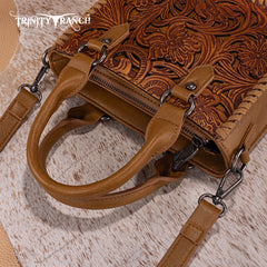 TR192-8800  Trinity Ranch Floral Tooled Collection Mini Tote/Crossbody - Light Brown