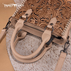 TR192-8800  Trinity Ranch Floral Tooled Collection Mini Tote/Crossbody -Tan